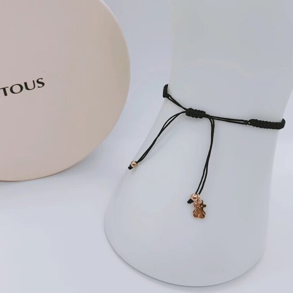 TOUS Bracelet Rose Vermeil Silver Super Power Bracelet with Cord and Turquoise - Picture 2 of 10